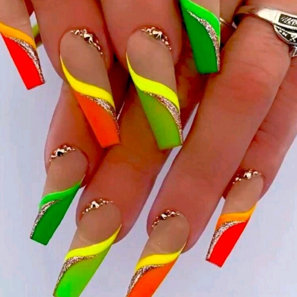 Vibrant Multicolor  Press OnNail Art - Picture 4 of 5